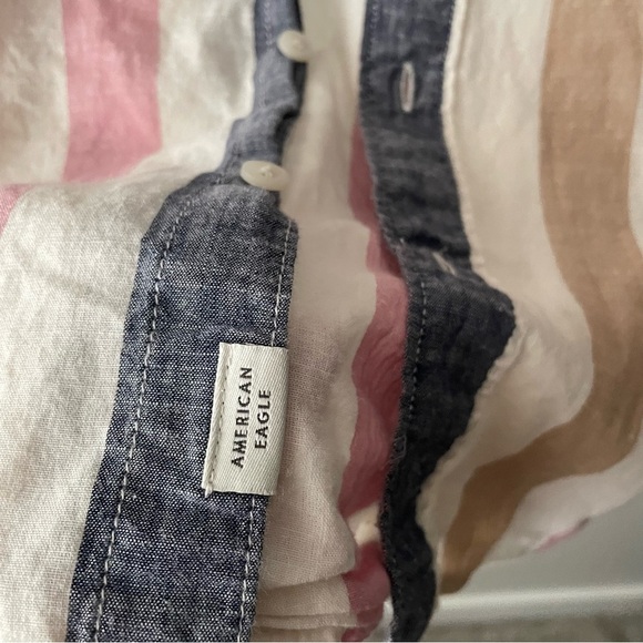 American Eagle 100% Cotton Striped Lightweight Casual Button Down Shirt Mens XL - Picture 4 of 7
